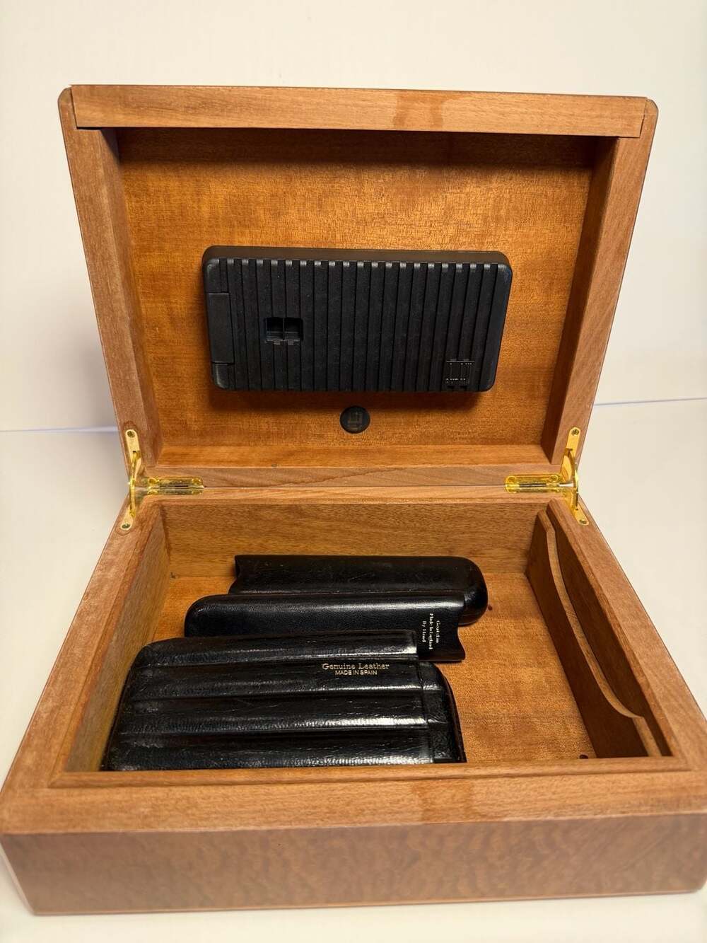 Vintage Dunhill French Wood Humidor w/ Goatskin & Spanish Cigar Cases